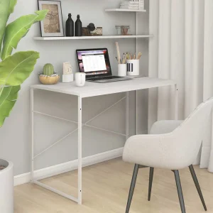 Bureau d'ordinateur 110 x 60 x 70 cm blanc bois d'ingénierie – vue d’ensemble