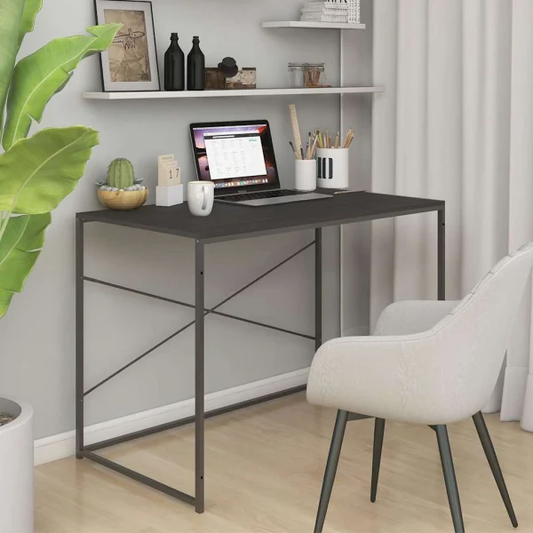 Bureau d'ordinateur 110 x 60 x 70 cm noir bois d'ingénierie – vue d’ensemble