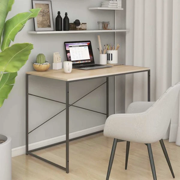 Bureau d'ordinateur 110 x 60 x 70 cm noir et chêne bois d'ingénierie – vue d’ensemble