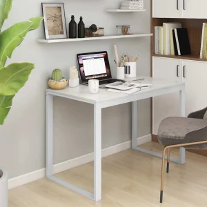 Bureau d'ordinateur 110 x 60 x 73 cm blanc aggloméré – vue d’ensemble