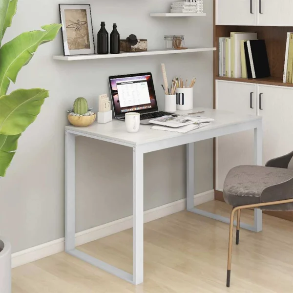 Bureau d'ordinateur 110 x 60 x 73 cm blanc aggloméré – vue d’ensemble
