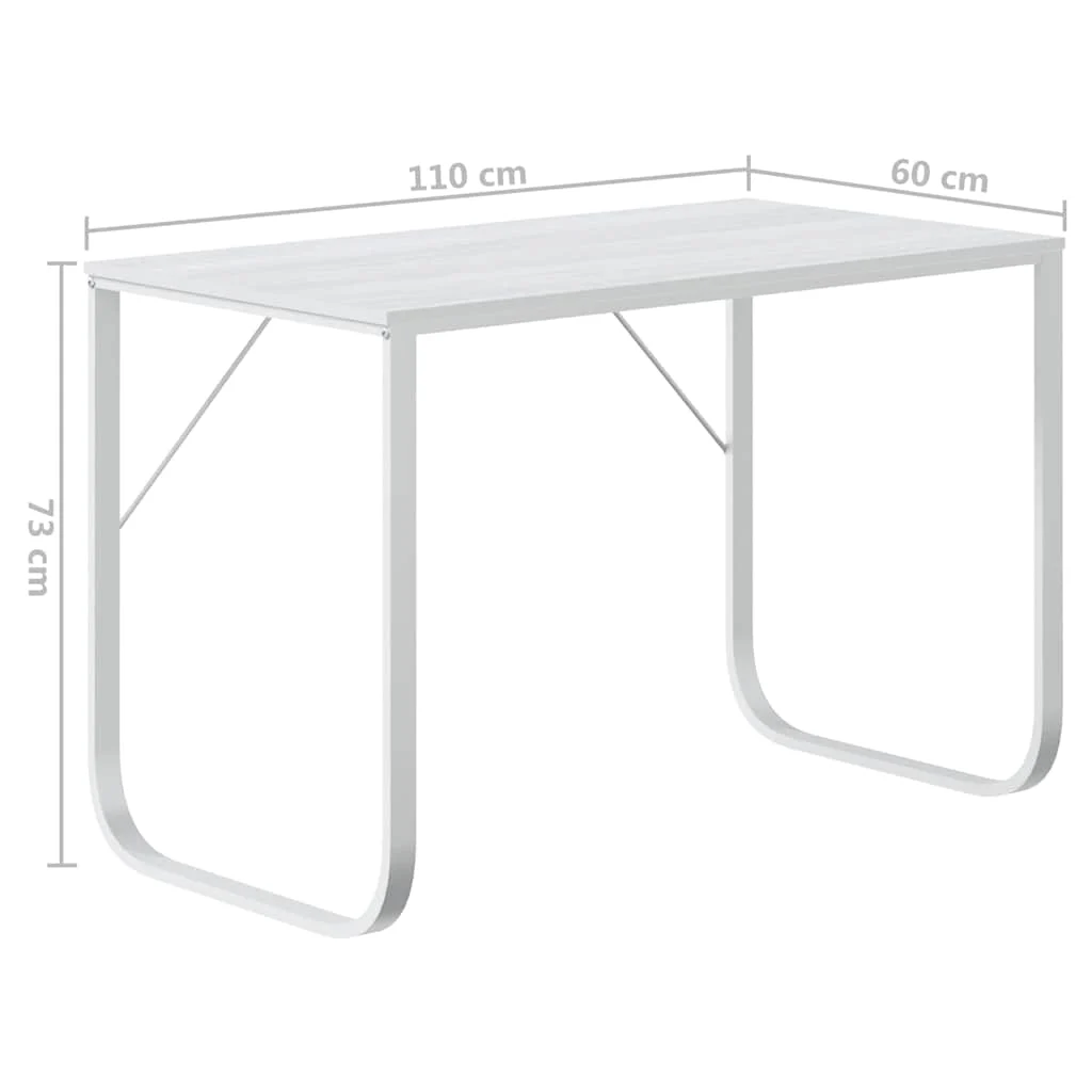 Bureau d'ordinateur 110 x 60 x 73 cm blanc aggloméré – modèle 2 – vue de dos