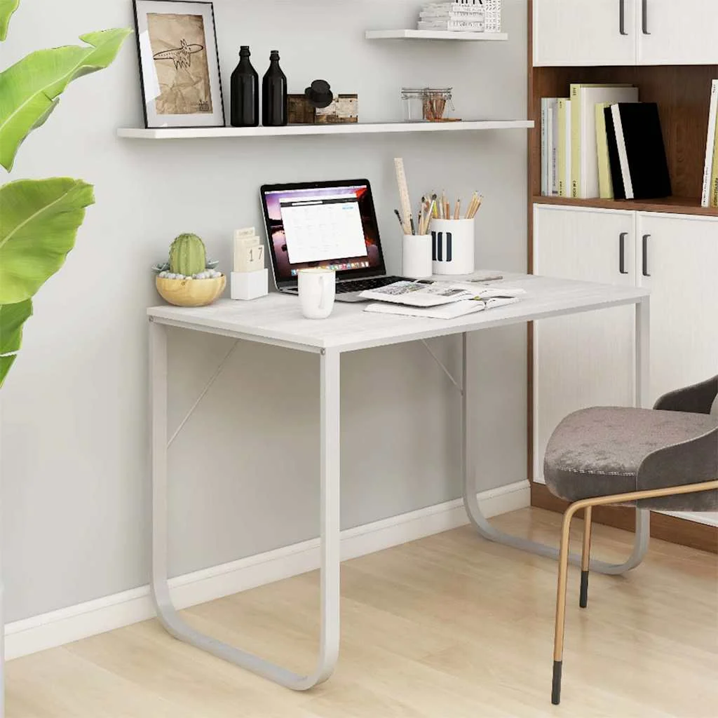 Bureau d'ordinateur 110 x 60 x 73 cm blanc aggloméré – modèle 2 – vue d’ensemble