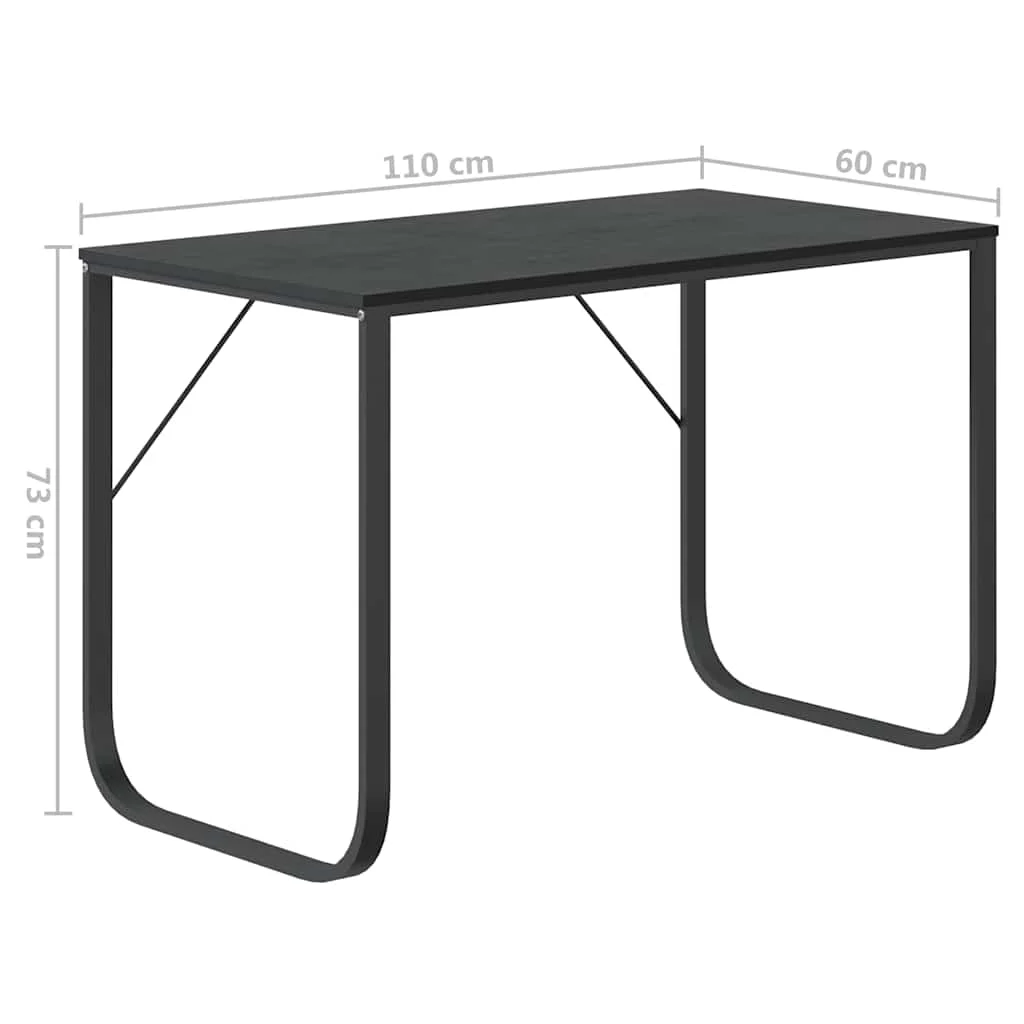 Bureau d'ordinateur 110 x 60 x 73 cm noir aggloméré – vue de dos