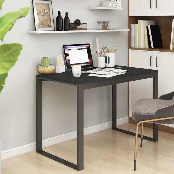 Bureau d'ordinateur 110 x 60 x 73 cm noir bois d'ingénierie – vue d’ensemble
