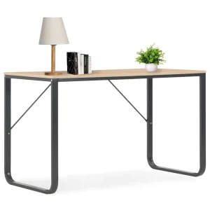 Bureau d'ordinateur 120 x 60 x 73 cm noir et chêne aggloméré – vue d’ensemble