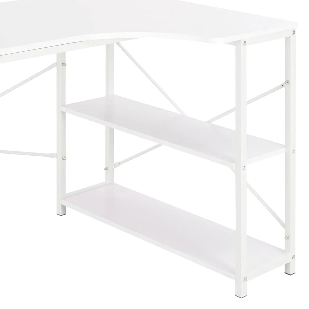 Bureau d'ordinateur 120 x 72 x 70 cm blanc bois d'ingénierie – vue de dos