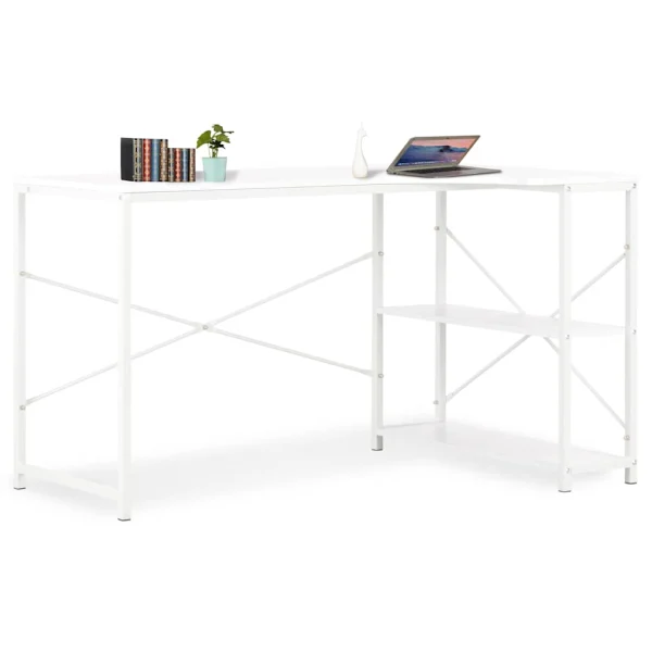 Bureau d'ordinateur 120 x 72 x 70 cm blanc bois d'ingénierie – vue d’ensemble