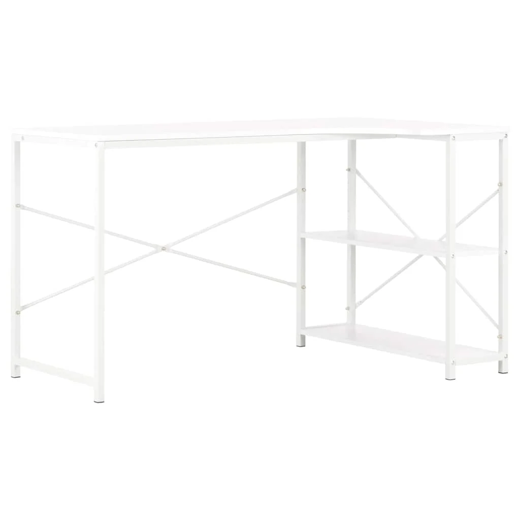 Bureau d'ordinateur 120 x 72 x 70 cm blanc bois d'ingénierie – vue de côté