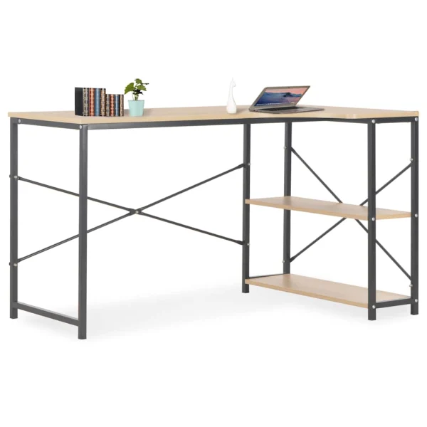 Bureau d'ordinateur 120 x 72 x 70 cm noir et chêne aggloméré – vue d’ensemble