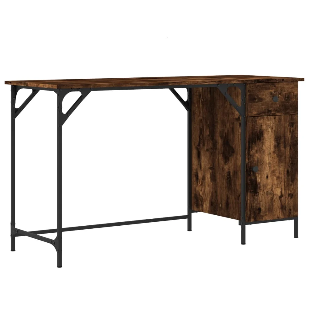 Bureau d'ordinateur 131 x 48 x 75 cm chêne fumé bois d'ingénierie – vue de côté