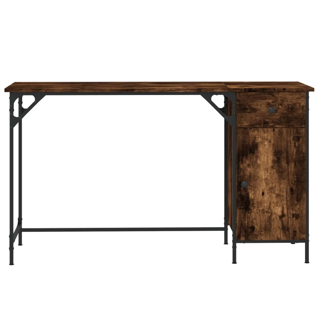 Bureau d'ordinateur 131 x 48 x 75 cm chêne fumé bois d'ingénierie – vue de détail