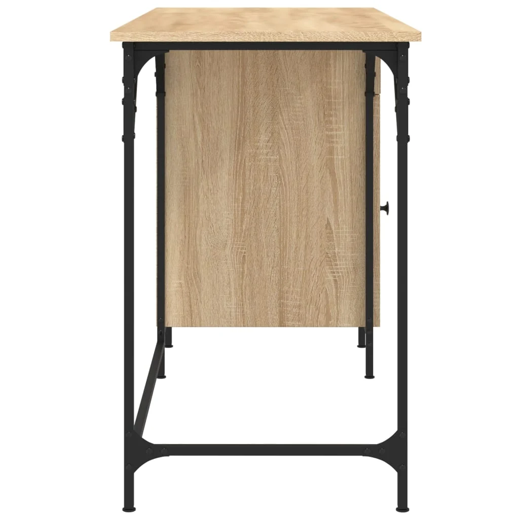Bureau d'ordinateur 131 x 48 x 75 cm chêne sonoma bois d'ingénierie – vue de dos