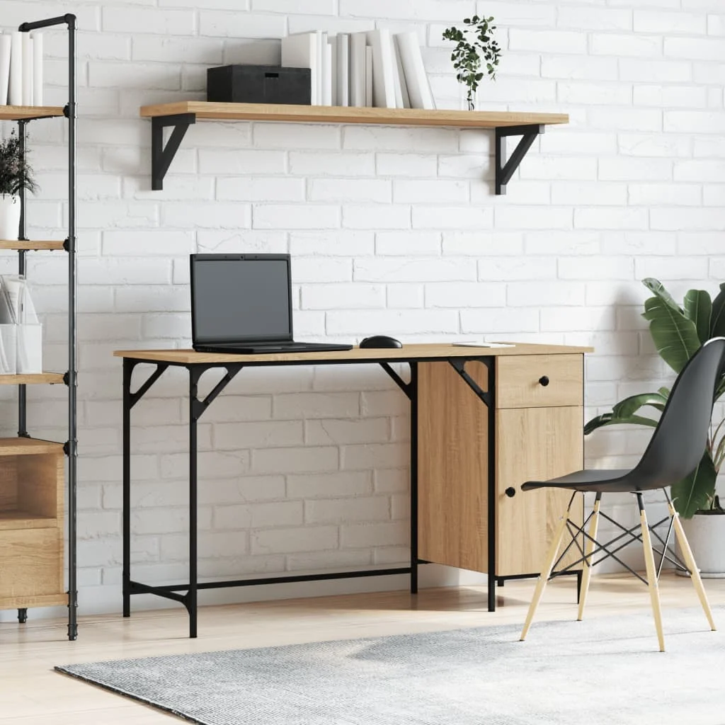 Bureau d'ordinateur 131 x 48 x 75 cm chêne sonoma bois d'ingénierie – vue d’ensemble