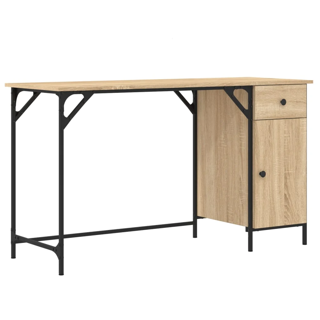 Bureau d'ordinateur 131 x 48 x 75 cm chêne sonoma bois d'ingénierie – vue de côté