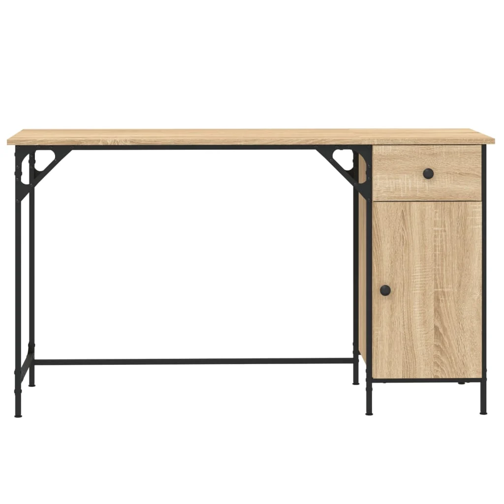 Bureau d'ordinateur 131 x 48 x 75 cm chêne sonoma bois d'ingénierie – vue de détail