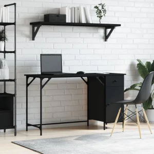 Bureau d'ordinateur 131 x 48 x 75 cm noir bois d'ingénierie – vue d’ensemble