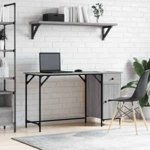 Bureau d'ordinateur 131 x 48 x 75 cm sonoma gris bois d'ingénierie – vue d’ensemble