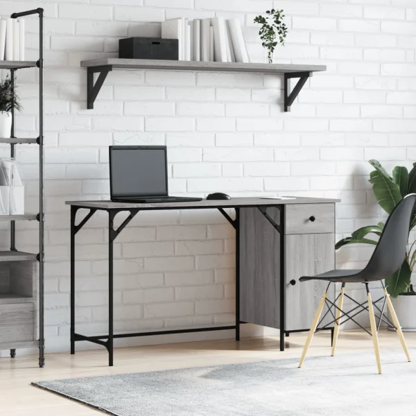 Bureau d'ordinateur 131 x 48 x 75 cm sonoma gris bois d'ingénierie – vue d’ensemble