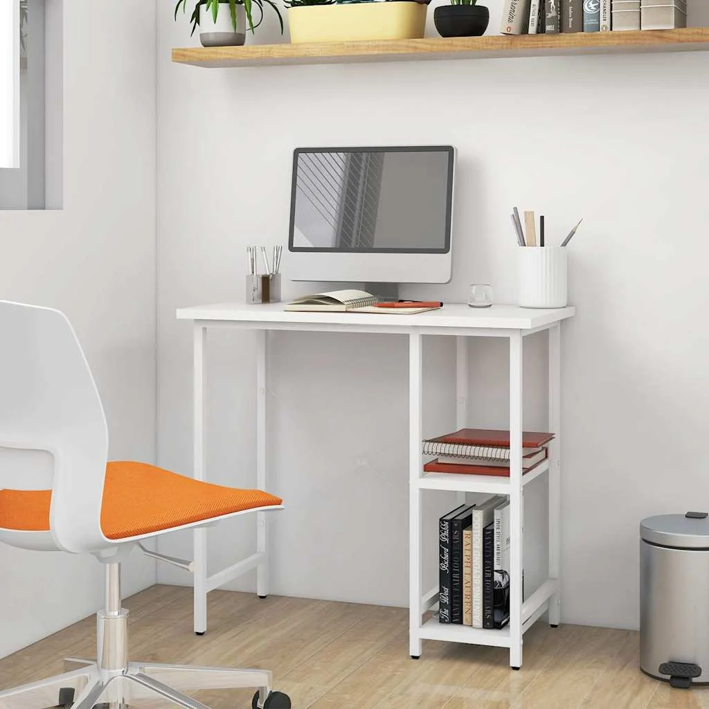 Bureau d'ordinateur 80 x 40 x 72 cm blanc mdf – vue d’ensemble