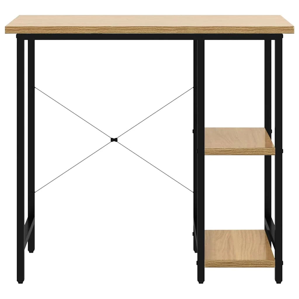 Bureau d'ordinateur 80 x 40 x 72 cm noir et chêne clair mdf – vue de détail