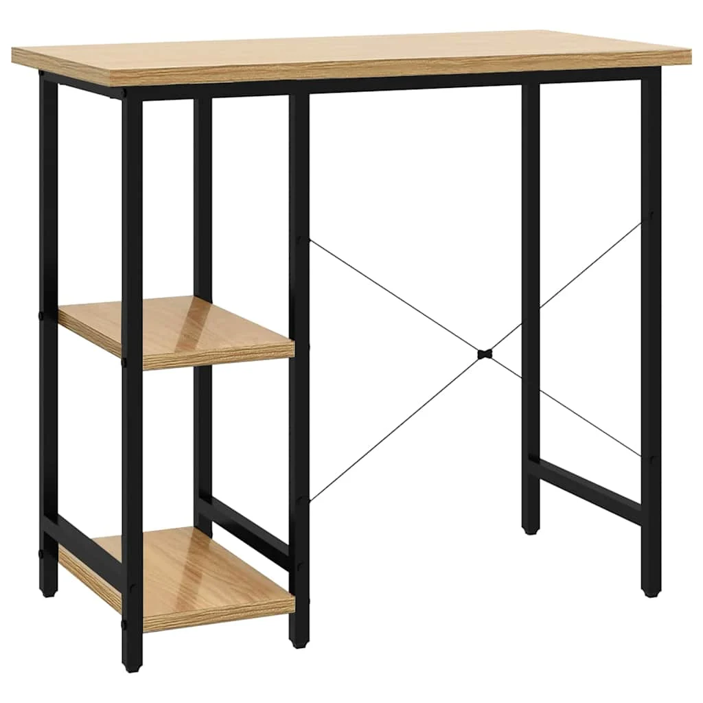 Bureau d'ordinateur 80 x 40 x 72 cm noir et chêne clair mdf – vue en situation