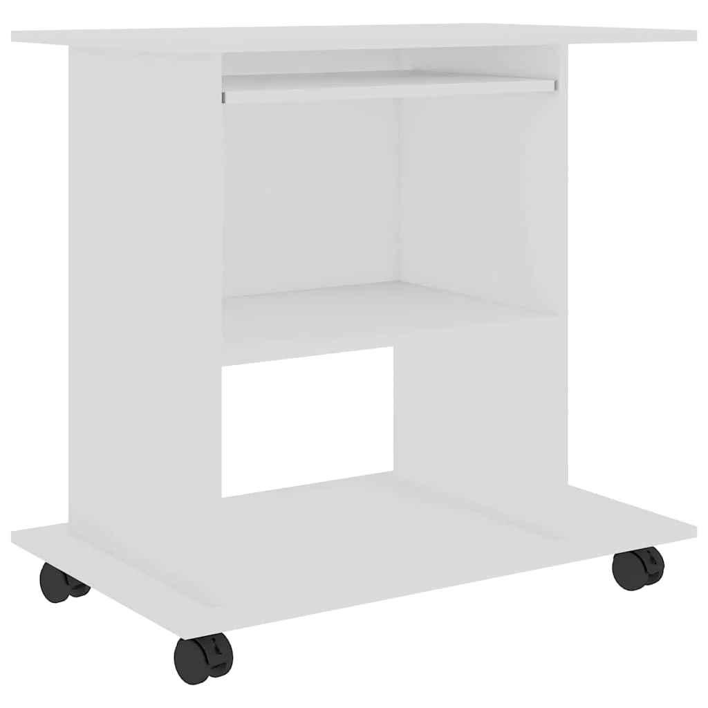 Bureau d'ordinateur 80 x 50 x 75 cm blanc bois d'ingénierie – vue de côté