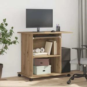 Bureau d'ordinateur 80 x 50 x 75 cm chêne artisanal bois d'ingénierie – vue d’ensemble