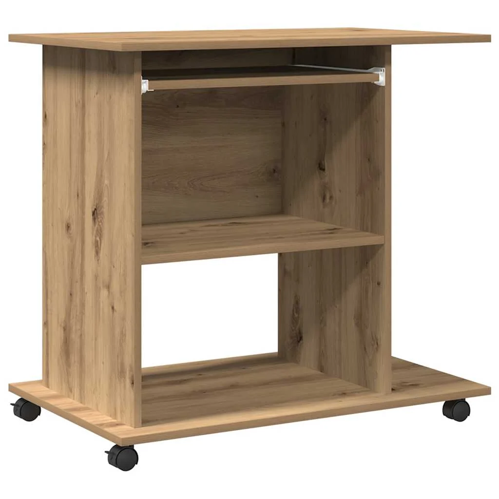 Bureau d'ordinateur 80 x 50 x 75 cm chêne artisanal bois d'ingénierie – vue de côté