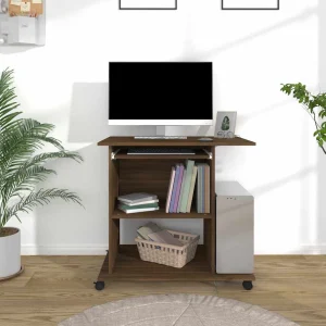Bureau d'ordinateur 80 x 50 x 75 cm chêne marron bois d'ingénierie – vue d’ensemble