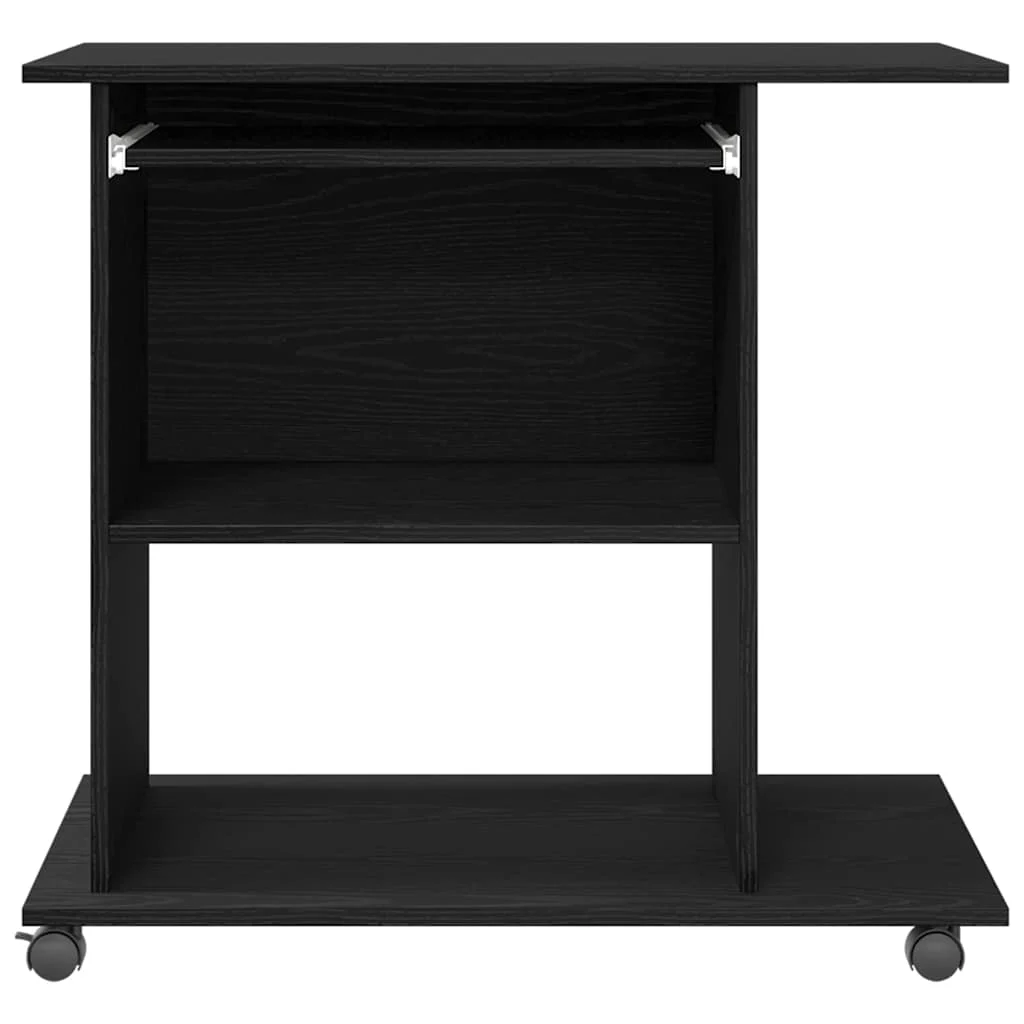 Bureau d'ordinateur 80 x 50 x 75 cm chêne noir bois d'ingénierie – vue de dessus