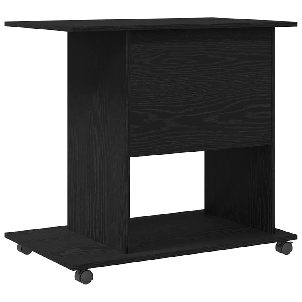 Bureau d'ordinateur 80 x 50 x 75 cm chêne noir bois d'ingénierie – vue de dos