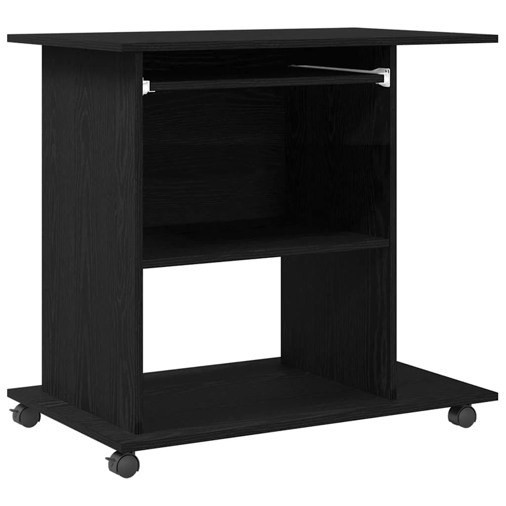 Bureau d'ordinateur 80 x 50 x 75 cm chêne noir bois d'ingénierie – vue de côté