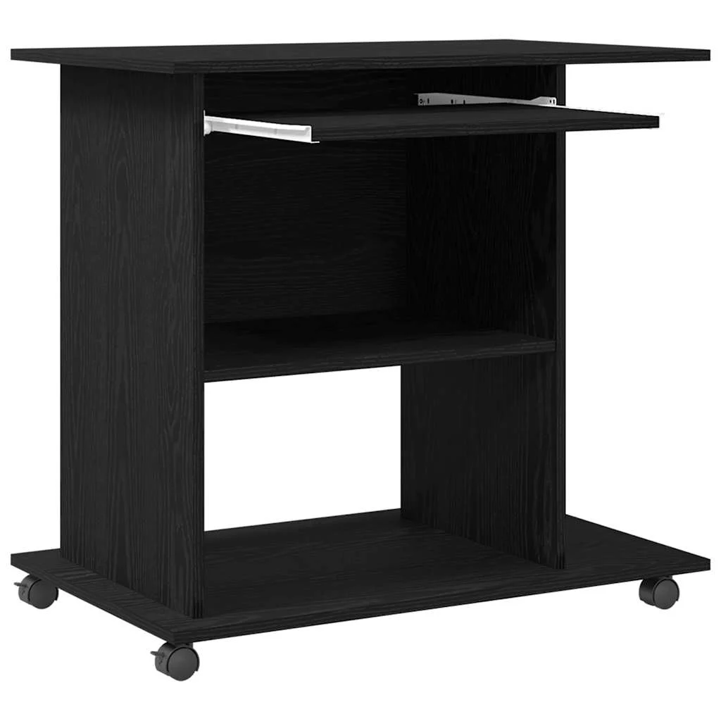 Bureau d'ordinateur 80 x 50 x 75 cm chêne noir bois d'ingénierie – vue en situation