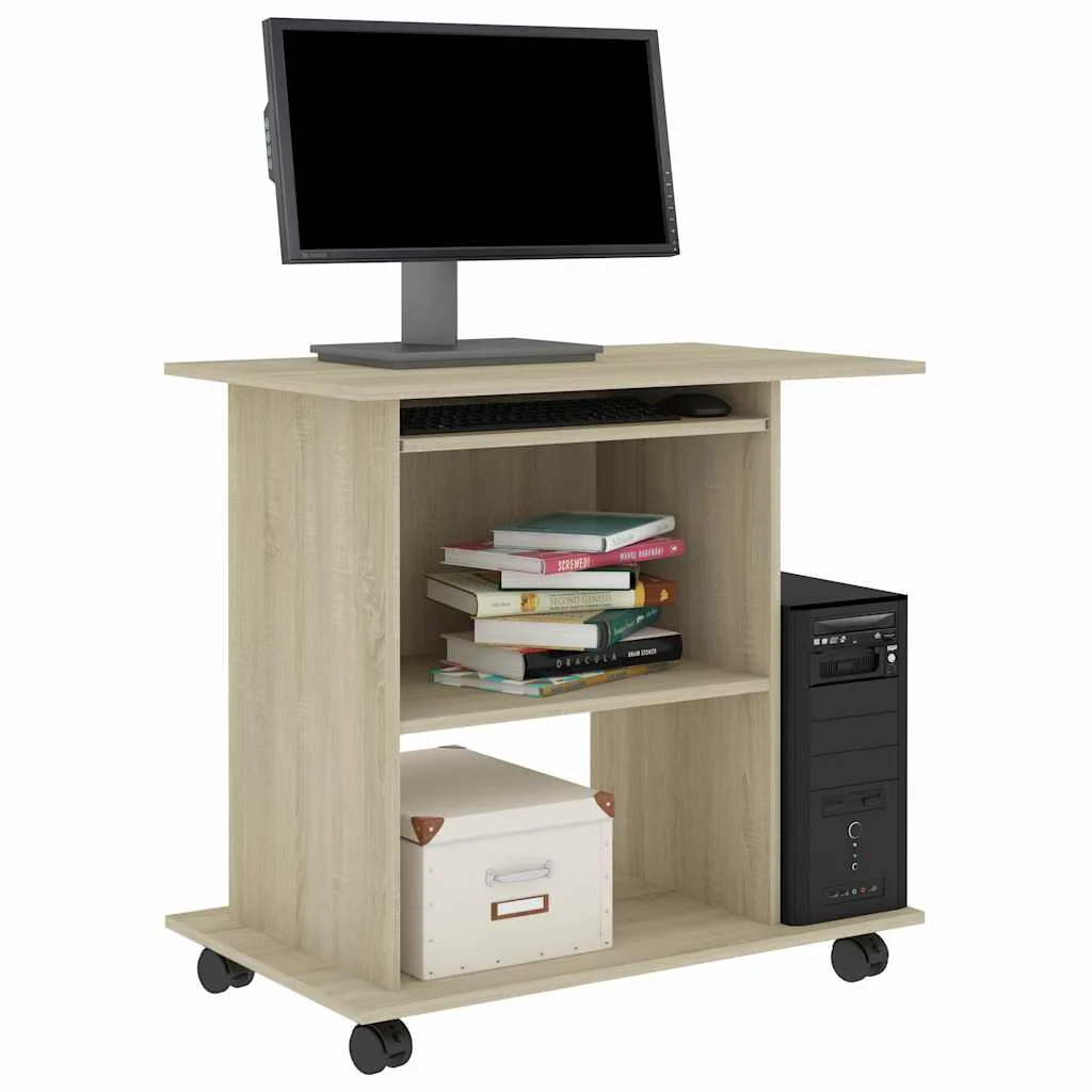 Bureau d'ordinateur 80 x 50 x 75 cm chêne sonoma bois d'ingénierie – vue de dessus