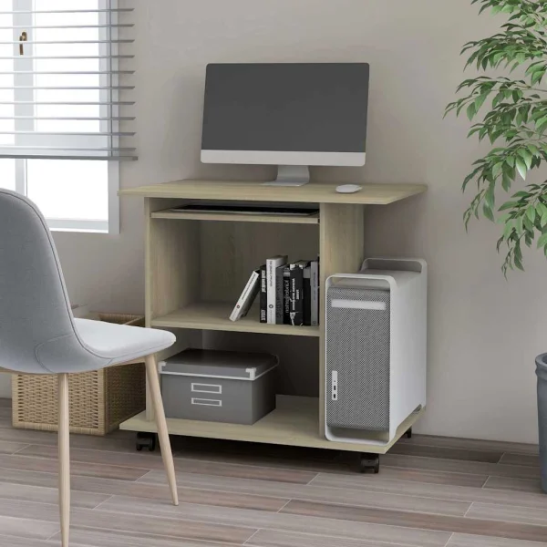 Bureau d'ordinateur 80 x 50 x 75 cm chêne sonoma bois d'ingénierie – vue d’ensemble