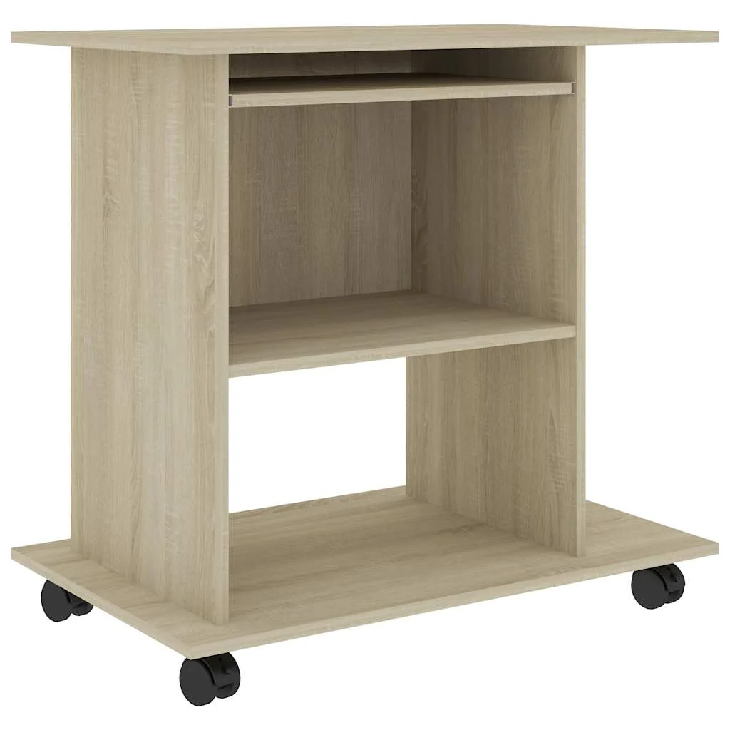 Bureau d'ordinateur 80 x 50 x 75 cm chêne sonoma bois d'ingénierie – vue de côté