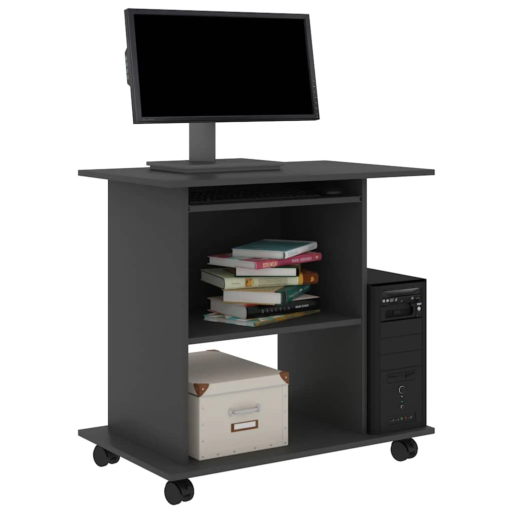 Bureau d'ordinateur 80 x 50 x 75 cm gris aggloméré – vue de dessus