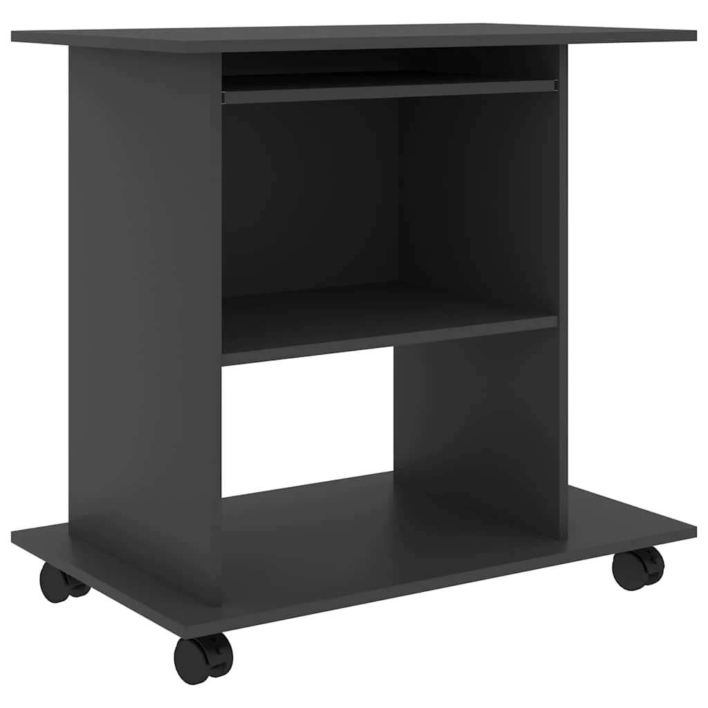 Bureau d'ordinateur 80 x 50 x 75 cm gris aggloméré – vue de côté