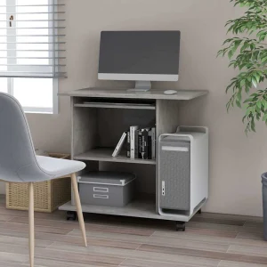 Bureau d'ordinateur 80 x 50 x 75 cm gris béton bois d'ingénierie – vue d’ensemble