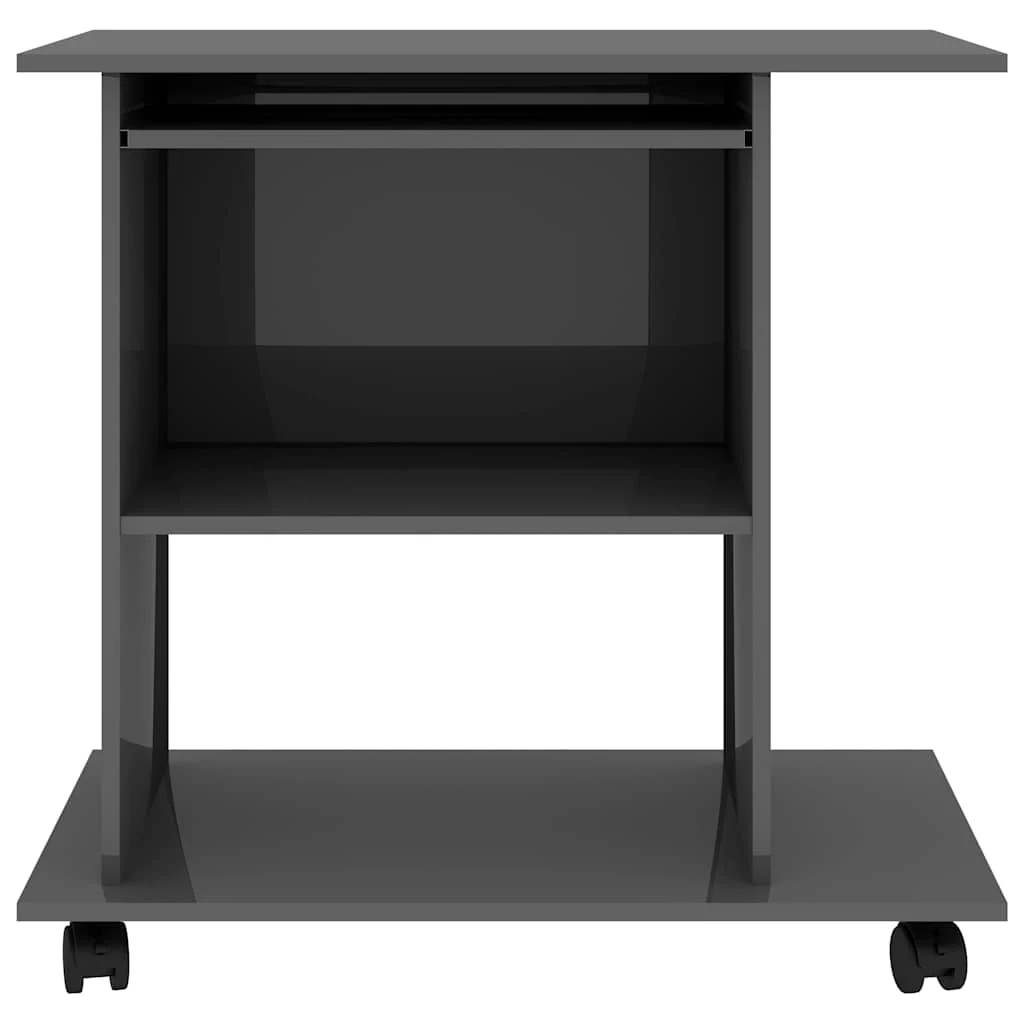 Bureau d'ordinateur 80 x 50 x 75 cm gris brillant aggloméré – vue de détail