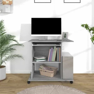 Bureau d'ordinateur 80 x 50 x 75 cm sonoma gris bois d'ingénierie – vue d’ensemble