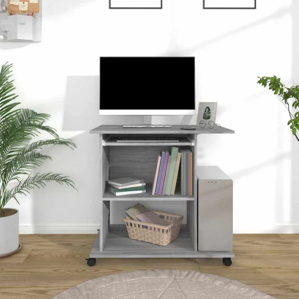 Bureau d'ordinateur 80 x 50 x 75 cm sonoma gris bois d'ingénierie – vue d’ensemble