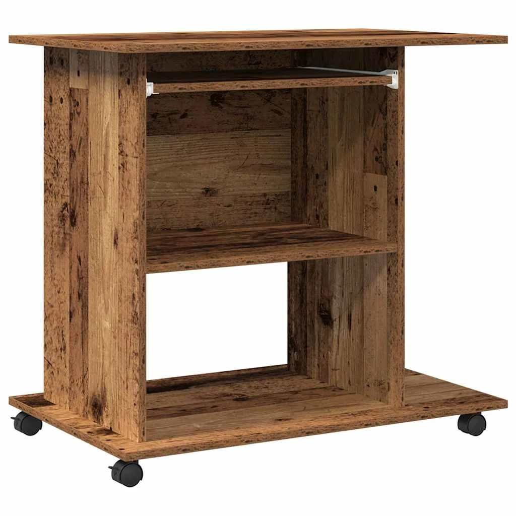 Bureau d'ordinateur 80 x 50 x 75 cm vieux bois bois d'ingénierie – vue de côté