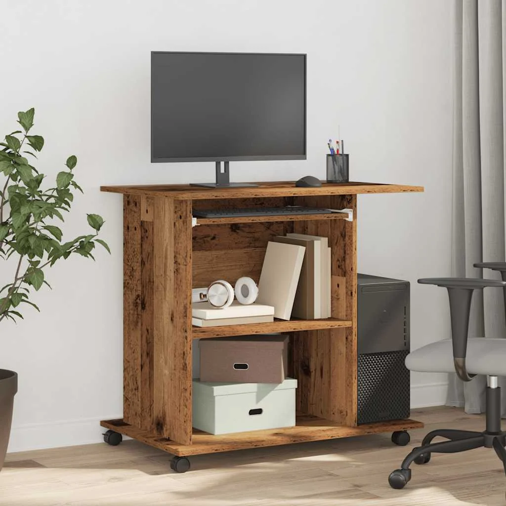 Bureau d'ordinateur 80 x 50 x 75 cm vieux bois bois d'ingénierie – vue de détail