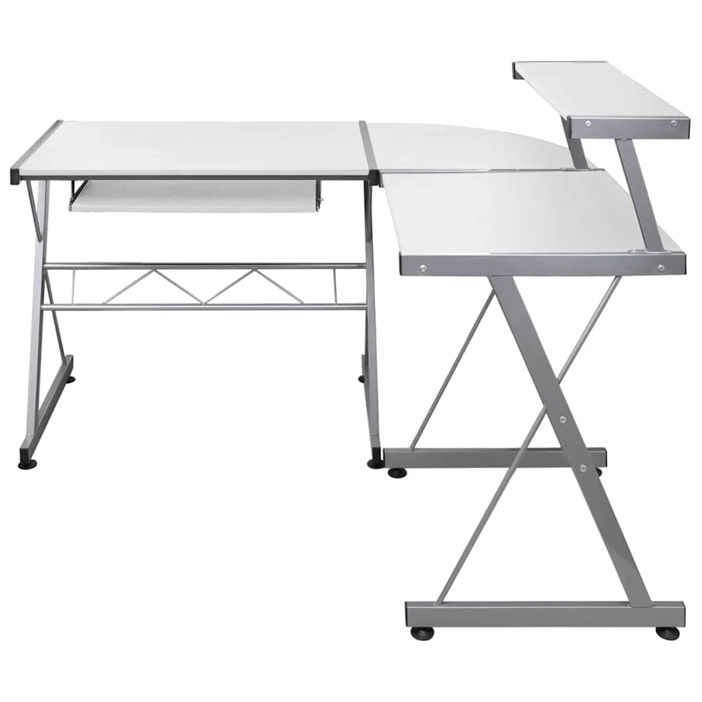 Bureau d'ordinateur d'angle 132 x 112 x 99 cm blanc bois d'ingénierie – vue de côté