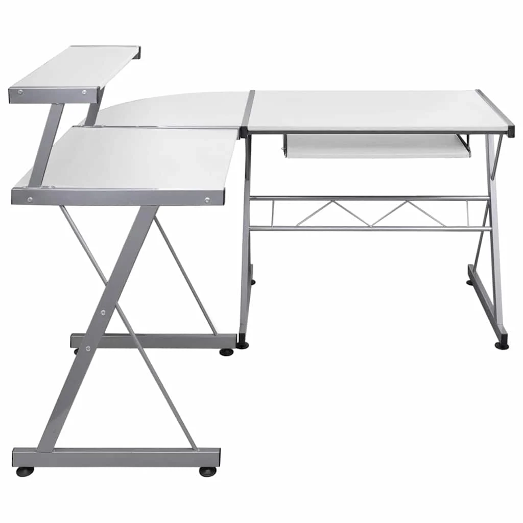 Bureau d'ordinateur d'angle 132 x 112 x 99 cm blanc bois d'ingénierie – vue de détail