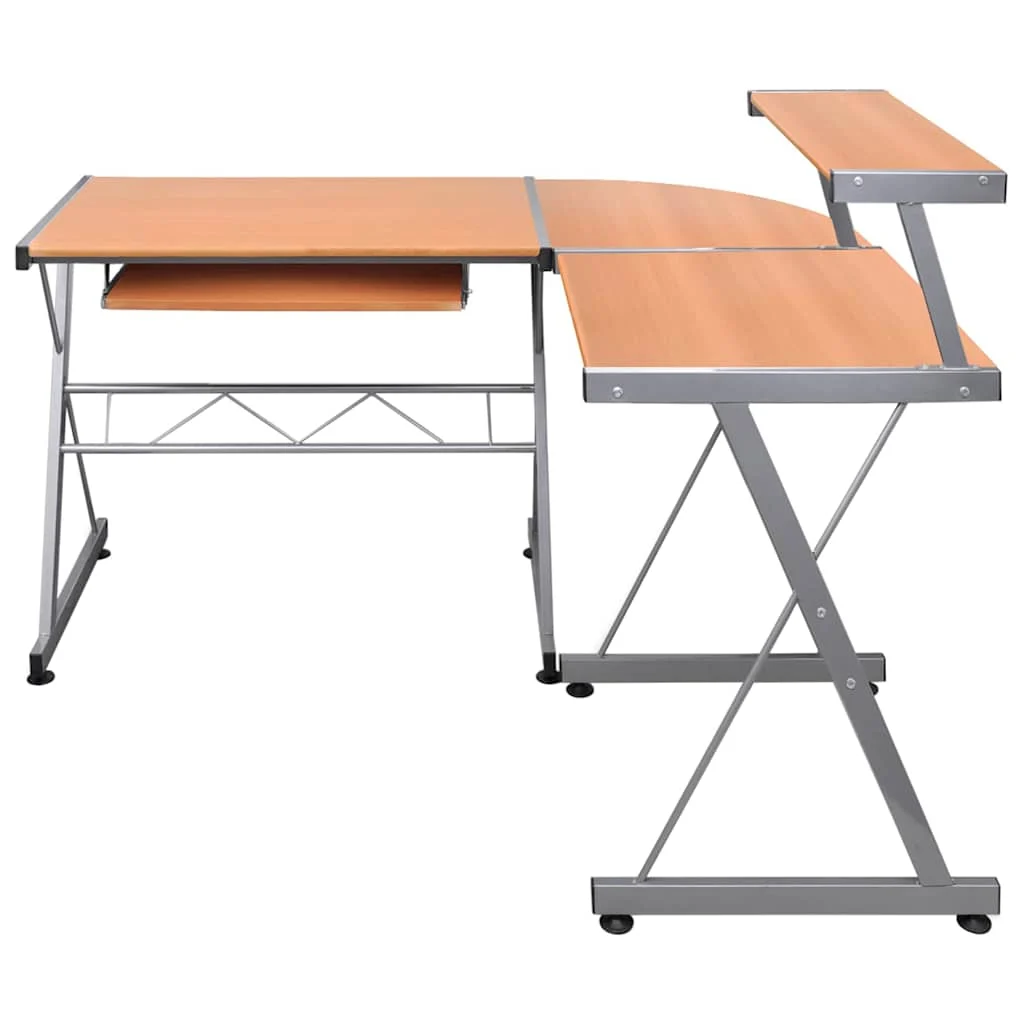 Bureau d'ordinateur d'angle 132 x 112 x 99 cm marron bois d'ingénierie – vue de côté