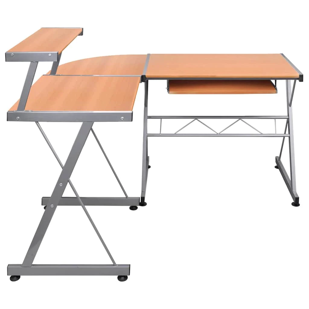 Bureau d'ordinateur d'angle 132 x 112 x 99 cm marron bois d'ingénierie – vue de détail