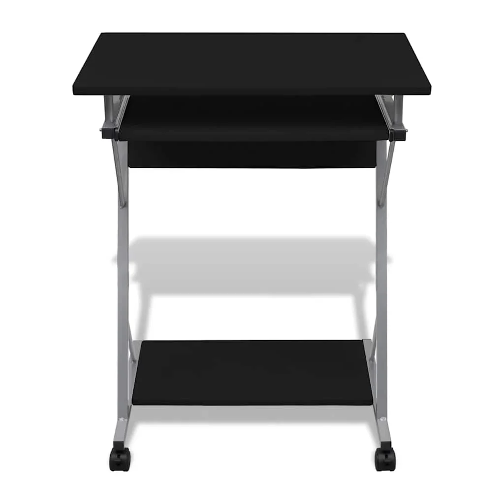 Bureau d'ordinateur compact avec plateau à clavier 40 x 74 x 60 cm noir acier – vue de côté